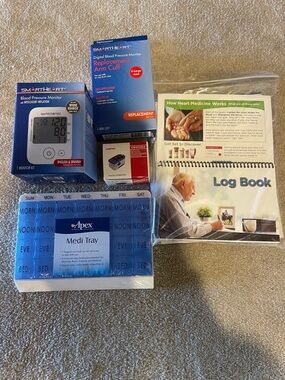 Blood Pressure Monitor Kit and pulse oximeter with Blue Apex Medi Tray &Log Book
